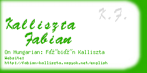 kalliszta fabian business card